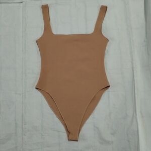 Zara Square Neck Tank Bodysuit Nude Women's M Minimalist